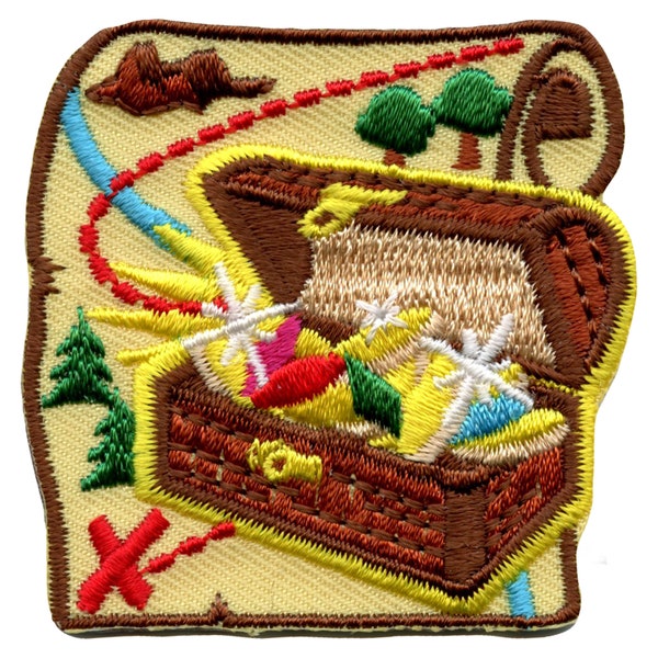 Treasure Chest Map Patch Embroidered Iron On BB3