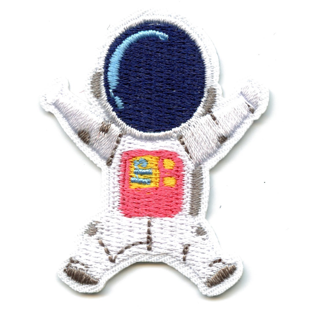 Astronaut Jumping Patch Outer Space Embroidered Iron on Pink Small ...