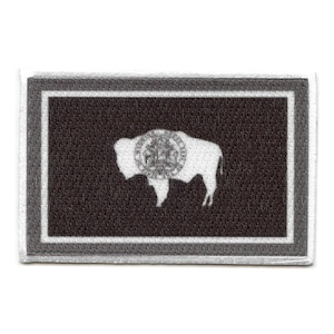 Wyoming Patch State Flag Grayscale Embroidered Iron On AH8