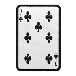Seven of Clubs Playing Card Foto Patch Gamble Embroidered Iron On AA5