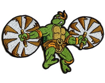 Officially Licensed Teenage Mutant Ninja Turtles Michelangelo Patch Cartoon Embroidered Iron On BG6