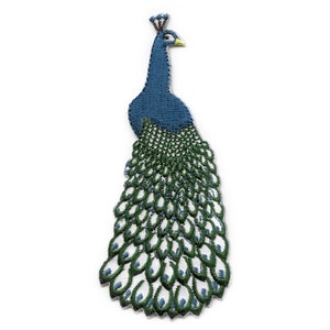 Parche de pavo real azul bordado para planchar AB1