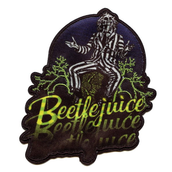 Beetlejuice Sitting On Gravestone Patch Classic Movie Embroidered Iron On BC1