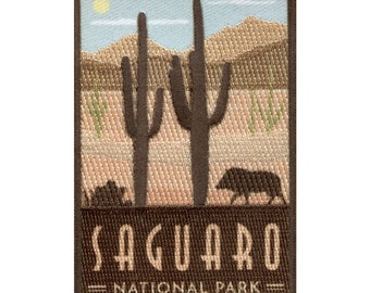Saguaro National Park Tygmärke Arizona Kaktusar Resa Broderad Stryk-på BG8
