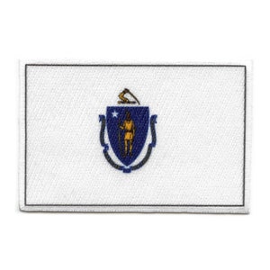 May include: A white patch with a blue and gold seal featuring a person holding a sword and a star. The seal is surrounded by a gold border and two gold scrolls.