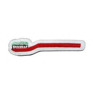 Toothbrush With Toothpaste Patch Brush Teeth Embroidered Iron On AD3