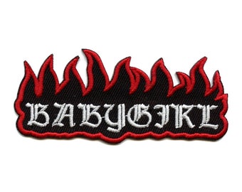 Babygirl Flame Patch Old English Style Embroidered Iron On EE5