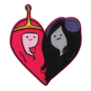 Adventure Time PB And Marcy Heart Patch Cartoon Network Animation Embroidered Iron On BH5