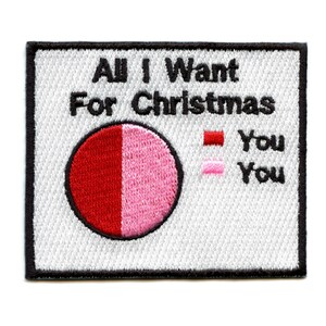 All I Want For Christmas Is You Pie Chart Patch Embroidered Iron On BE2