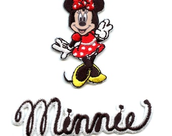 Officially Licensed Minnie Mouse With Name Tag Patch Disney Iron on Embroidered CA4