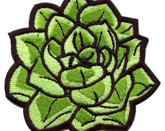 Succulent Plant Patch Aloe Embroidered Iron On AA6