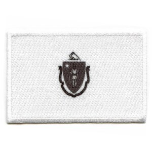Massachusetts State Flag Patch Grayscale Embroidered Iron On AG4