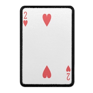Two Of Hearts Playing Card Foto Patch Red Gamble Embroidered Iron On AB5