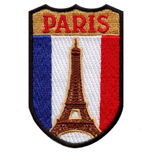 Paris France Patch Travel Shield Badge Embroidered Iron On AE4