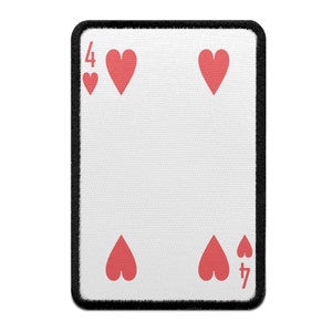 Four Of Hearts Playing Card Foto Patch Red Gamble Embroidered Iron On AB5