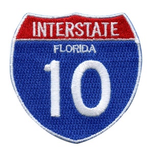 Florida Interstate 10 Patch I-10 Road Sign Iron On Embroidered BB7