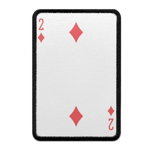 Two of Diamonds Playing Card Foto Patch Red Gamble Embroidered Iron On AB5