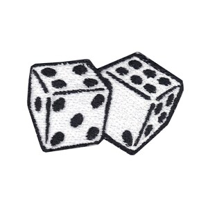May include: Two white dice with black dots, one die is showing a four and the other die is showing a five.
