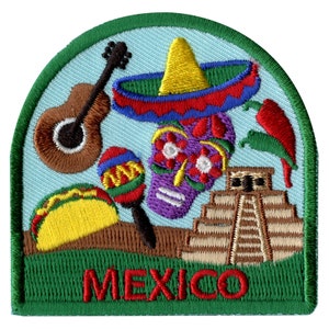 Mexico Travel Patch Country Vacation Badge Embroidered Iron On AE4