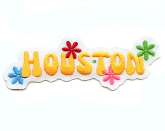 Retro Houston Script Patch 70's Old School Embroidered Iron On GA3