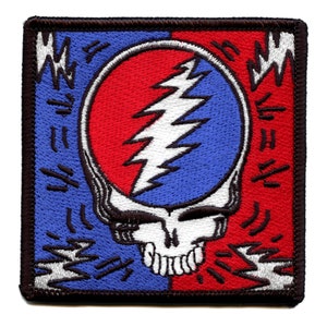 Grateful Dead Steal Your Face Patch Skull Bolt Box Embroidered Iron On EG4