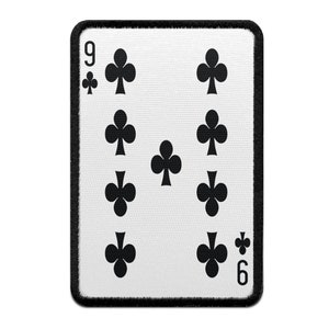 Nine of Clubs Playing Card Foto Patch Gamble Embroidered Iron On AA5