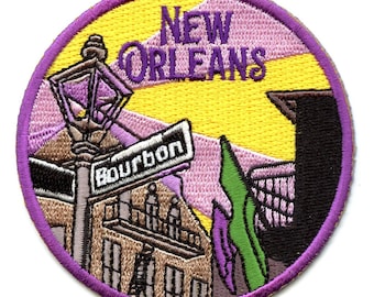 New Orleans Bourbon Street Patch Louisiana Travel Embroidered Iron On BC7