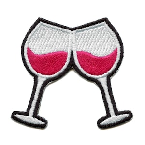 Wine Glasses Patch Cheers Embroidered Iron On AE6