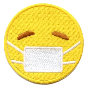 Smile Face Mask Patch Social Distancing Emoticon Icon Iron On Embroidered AD5