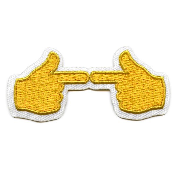 Timid Fingers Shy Emoticon Icon Patch Bashful Hand Sign Embroidered Iron On ED3