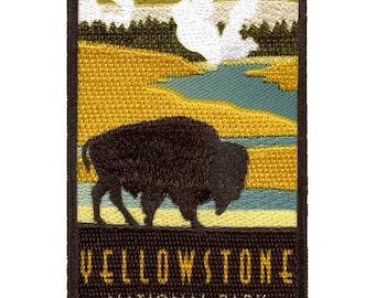 Yellowstone National Park Patch Travel Wyoming Buffalo Embroidered Iron On BG8