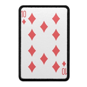 Ten of Diamonds Playing Card Foto Patch Red Gamble Embroidered Iron On AB5