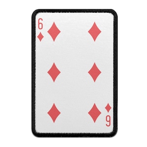 Six of Diamonds Playing Card Foto Patch Red Gamble Embroidered Iron On AB5