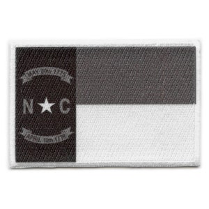North Carolina Patch State Flag Grayscale Embroidered Iron On AH6
