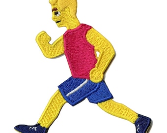 Running Man Yellow Patch Emoticon Icon Embroidered Iron On AE5