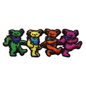 Grateful Dead Dancing Bears Patch Mini Iconic Embroidered Iron On EG4