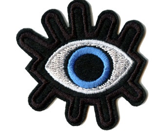 Blue Eye With Lashes Patch Wisdom Embroidered Iron On AD3