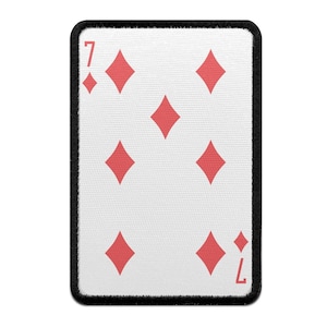 Seven of Diamonds Playing Card Foto Patch Red Gamble Embroidered Iron On AB5