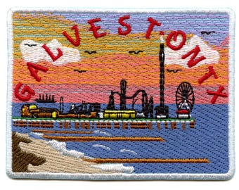 Galveston Texas Boardwalk Patch Beach Travel Souvenir Embroidered Iron On AH8