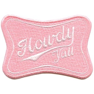 Rosa Howdy Yall-tygmärke, broderat västerländskt strykmärke