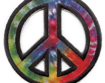 Tie Dye Peace Sign Patch Embroidered Applique Iron On BF3