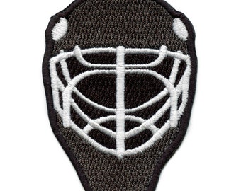 Iron-On Embroidered Hockey Goalie Mask Patch - 2" X 2.85" High Quality Embroidered Patch