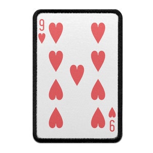Nine Of Hearts Playing Card Foto Patch Red Gamble Embroidered Iron On AB5