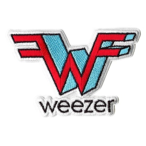 May include: White embroidered patch featuring a red and blue stylised "W" and the word "Weezer" in black lettering.