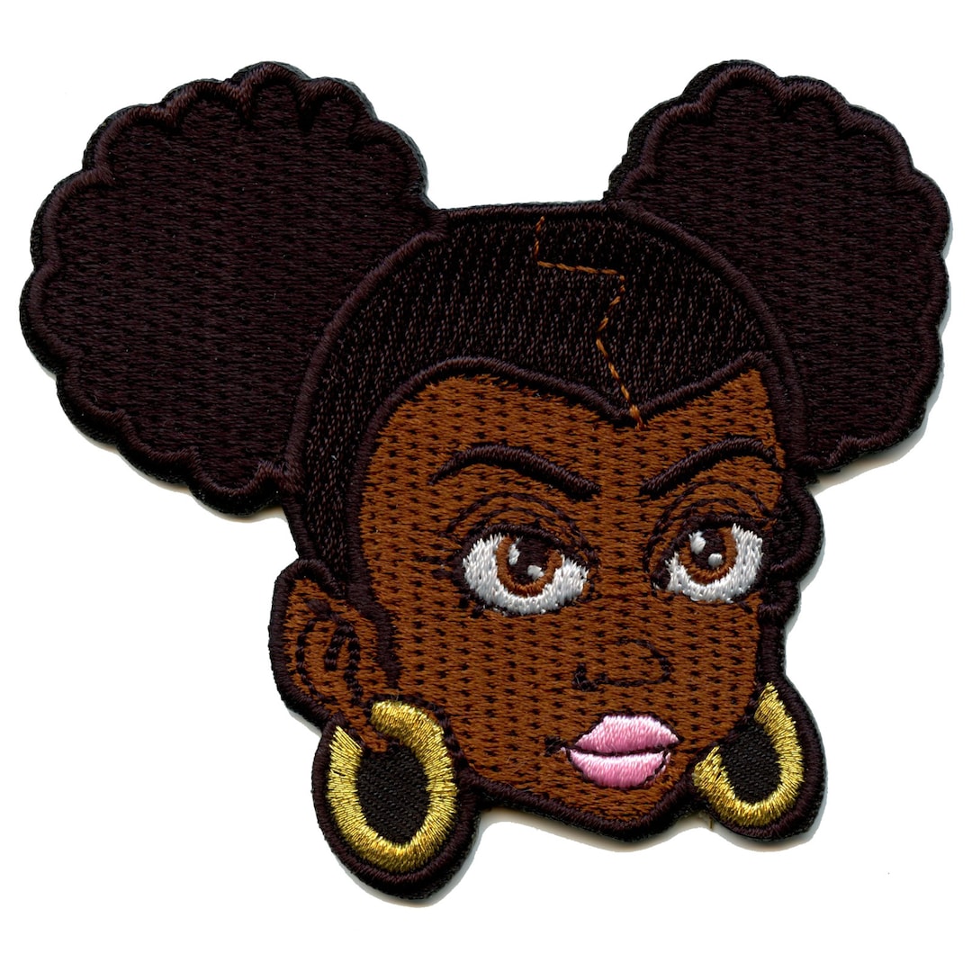 Afro Puff Girl Patch Hair Style Face Embroidered Iron on BE4 - Etsy