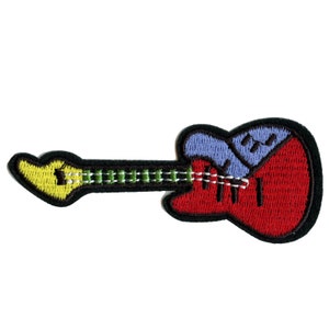 Colorful Electric Guitar Patch Rock Instrument Embroidered Iron On BB3