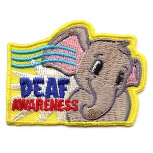 Deaf Awareness Patch Cute Elephant Embroidered Iron On BG4