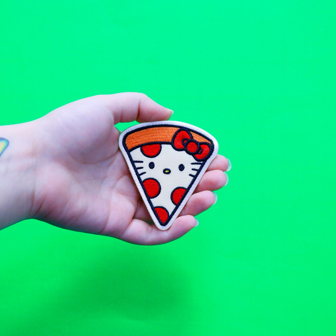 Officially Licensed Hello Kitty Pizza Face Patch Cartoon | Etsy