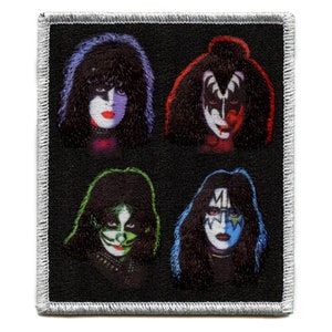 KISS Band Member Faces Patch Colorful Iconic Embroidered Iron On EH3