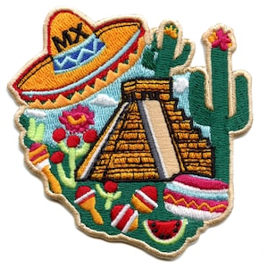 Mexico Culture Travel Patch Hispanic Mayan Aztec Embroidered Iron On GH1